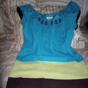 Robbie Bee Lady Brown, Green and Blue Casual Dress